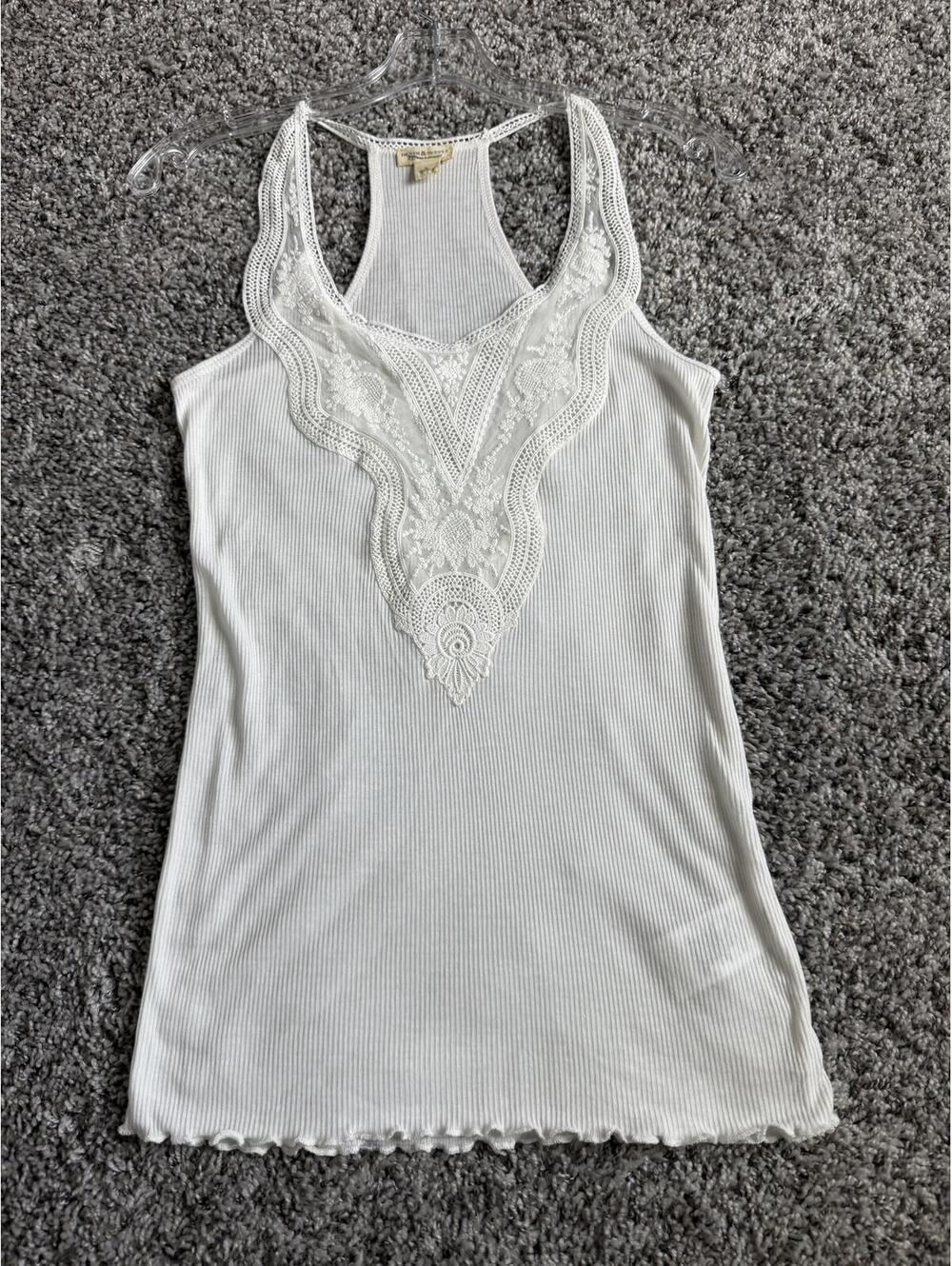 Denim & Supply Ralph Lauren Lace Trim Neckline Ribbed Tank Top Women's Size S
